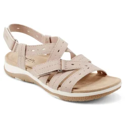 Online Earth Shoes Samsin Round Toe Strappy Casual Flat Sandals Light Pink