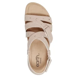 Online Earth Shoes Samsin Round Toe Strappy Casual Flat Sandals Light Pink