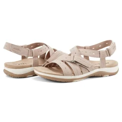 Online Earth Shoes Samsin Round Toe Strappy Casual Flat Sandals Light Pink