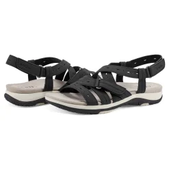 Earth Shoes Samsin Round Toe Strappy Casual Flat Sandals Black