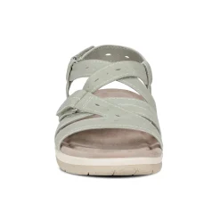 Discount Earth Shoes Samsin Round Toe Strappy Casual Flat Sandals Light Green