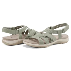 Discount Earth Shoes Samsin Round Toe Strappy Casual Flat Sandals Light Green