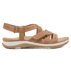 Online Earth Shoes Samsin Round Toe Strappy Casual Flat Sandals Medium Natural