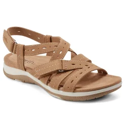Online Earth Shoes Samsin Round Toe Strappy Casual Flat Sandals Medium Natural