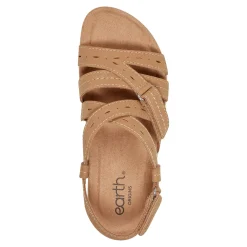 Online Earth Shoes Samsin Round Toe Strappy Casual Flat Sandals Medium Natural