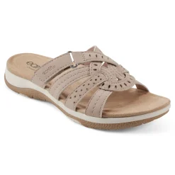Outlet Earth Shoes Sassoni Strappy Casual Slip-On Flat Sandals Blush