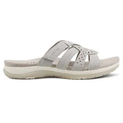 Best Earth Shoes Sassoni Strappy Casual Slip-On Flat Sandals Light Gray