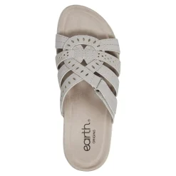 Best Earth Shoes Sassoni Strappy Casual Slip-On Flat Sandals Light Gray