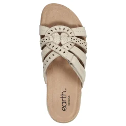 New Earth Shoes Sassoni Strappy Casual Slip-On Flat Sandals Ivory