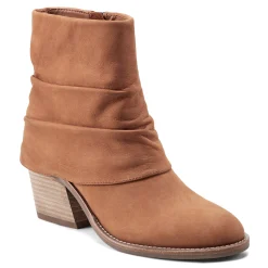 Discount Earth Shoes Savvy Block Heel Ruched Casual Booties Medium Natural