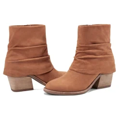 Discount Earth Shoes Savvy Block Heel Ruched Casual Booties Medium Natural