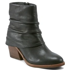 Earth Shoes Savvy Block Heel Ruched Casual Booties Black