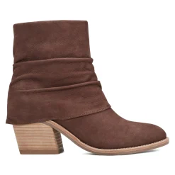 Best Earth Shoes Savvy Block Heel Ruched Casual Booties Dark Brown