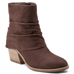 Best Earth Shoes Savvy Block Heel Ruched Casual Booties Dark Brown