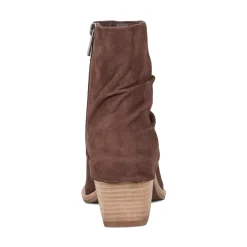Best Earth Shoes Savvy Block Heel Ruched Casual Booties Dark Brown