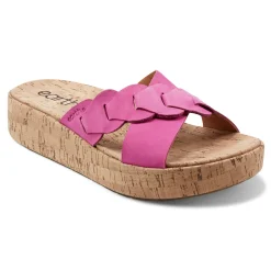 Best Earth Shoes Scotti Casual Slip-on Wedge Platform Sandals Dark Pink