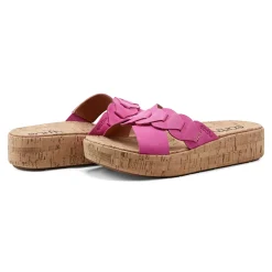 Best Earth Shoes Scotti Casual Slip-on Wedge Platform Sandals Dark Pink