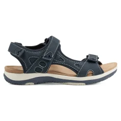 Discount Earth Shoes Skylar Round Toe Lightweight Casual Flat Sandals Dark Blue