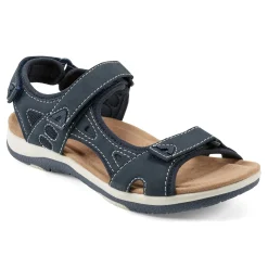 Discount Earth Shoes Skylar Round Toe Lightweight Casual Flat Sandals Dark Blue