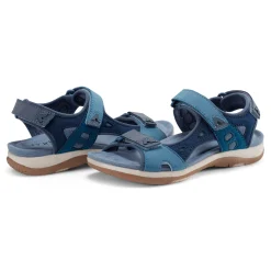 Sale Earth Shoes Skylar Round Toe Lightweight Casual Flat Sandals Blue Multi