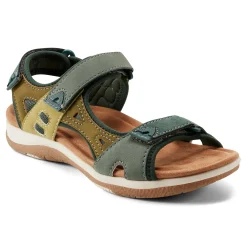 Hot Earth Shoes Skylar Round Toe Lightweight Casual Flat Sandals Dark Green