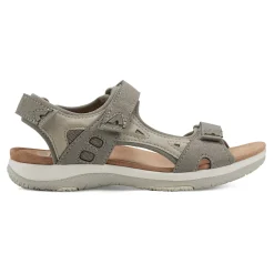 Outlet Earth Shoes Skylar Round Toe Lightweight Casual Flat Sandals Light Gray