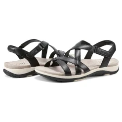 Sale Earth Shoes Sterling Casual Strappy Round Toe Flat Sandals Black