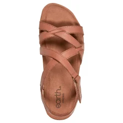 Clearance Earth Shoes Sterling Casual Strappy Round Toe Flat Sandals Medium Natural