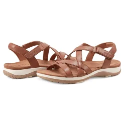 Clearance Earth Shoes Sterling Casual Strappy Round Toe Flat Sandals Medium Natural