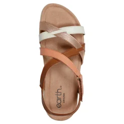 Earth Shoes Sterling Casual Strappy Round Toe Flat Sandals Natural Multi