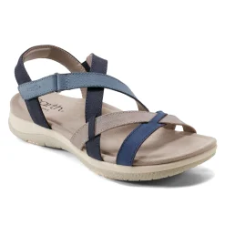 New Earth Shoes Sterling Casual Strappy Round Toe Flat Sandals Blue Multi