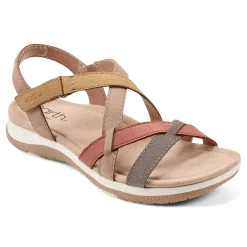 Clearance Earth Shoes Sterling Casual Strappy Round Toe Flat Sandals Light Gray