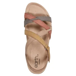 Clearance Earth Shoes Sterling Casual Strappy Round Toe Flat Sandals Light Gray