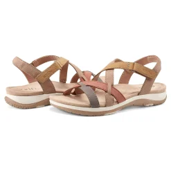 Clearance Earth Shoes Sterling Casual Strappy Round Toe Flat Sandals Light Gray