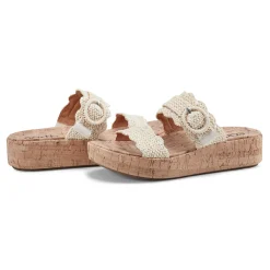 Earth Shoes Subtle Slip-on Casual Platform Wedge Sandals Ivory
