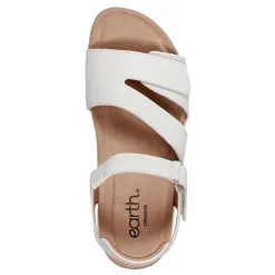 Best Earth Shoes Sureal Casual Strappy Round Toe Flat Sandals Ivory