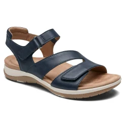 Best Earth Shoes Sureal Casual Strappy Round Toe Flat Sandals Dark Blue