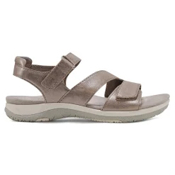 Discount Earth Shoes Sureal Casual Strappy Round Toe Flat Sandals Pewter