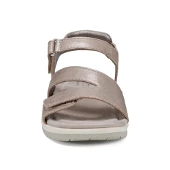 Discount Earth Shoes Sureal Casual Strappy Round Toe Flat Sandals Pewter