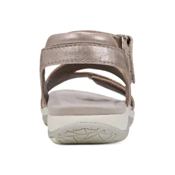 Discount Earth Shoes Sureal Casual Strappy Round Toe Flat Sandals Pewter