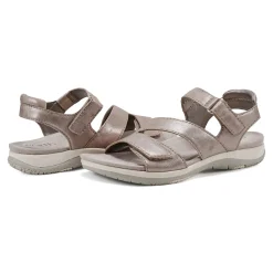 Discount Earth Shoes Sureal Casual Strappy Round Toe Flat Sandals Pewter