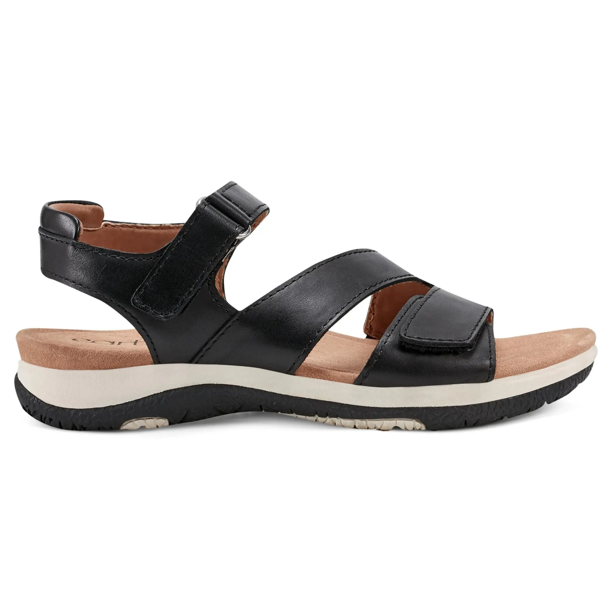 Online Earth Shoes Sureal Casual Strappy Round Toe Flat Sandals Black