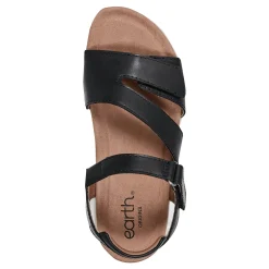 Online Earth Shoes Sureal Casual Strappy Round Toe Flat Sandals Black