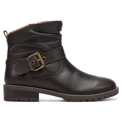 Earth Shoes Thrill Ruched Booties Dark Brown Leather