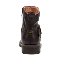 Earth Shoes Thrill Ruched Booties Dark Brown Leather