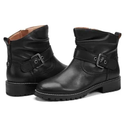 Online Earth Shoes Thrill Ruched Booties Black Leather