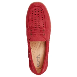 Sale Earth Shoes Wishing Almond Toe Slip-on Flat Casual Loafers Light Red