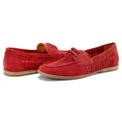 Sale Earth Shoes Wishing Almond Toe Slip-on Flat Casual Loafers Light Red