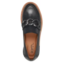 Clearance Earth Shoes Zalor Round Toe Lug Sole Casual Slip-on Loafers Black