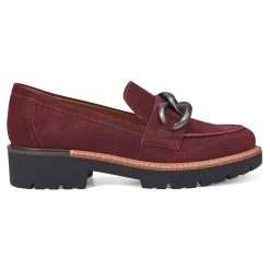 Hot Earth Shoes Zalor Round Toe Lug Sole Casual Slip-on Loafers Dark Red